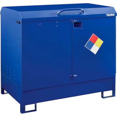 Global Industrial Outdoor Hazmat Drum Cabinet, Steel, 54 in W x 52 in H x 34 in D, Blue 316100